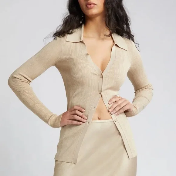 Open Edit Johnny Collard Ribbed Cardigan🥯 - Picture 3 of 11